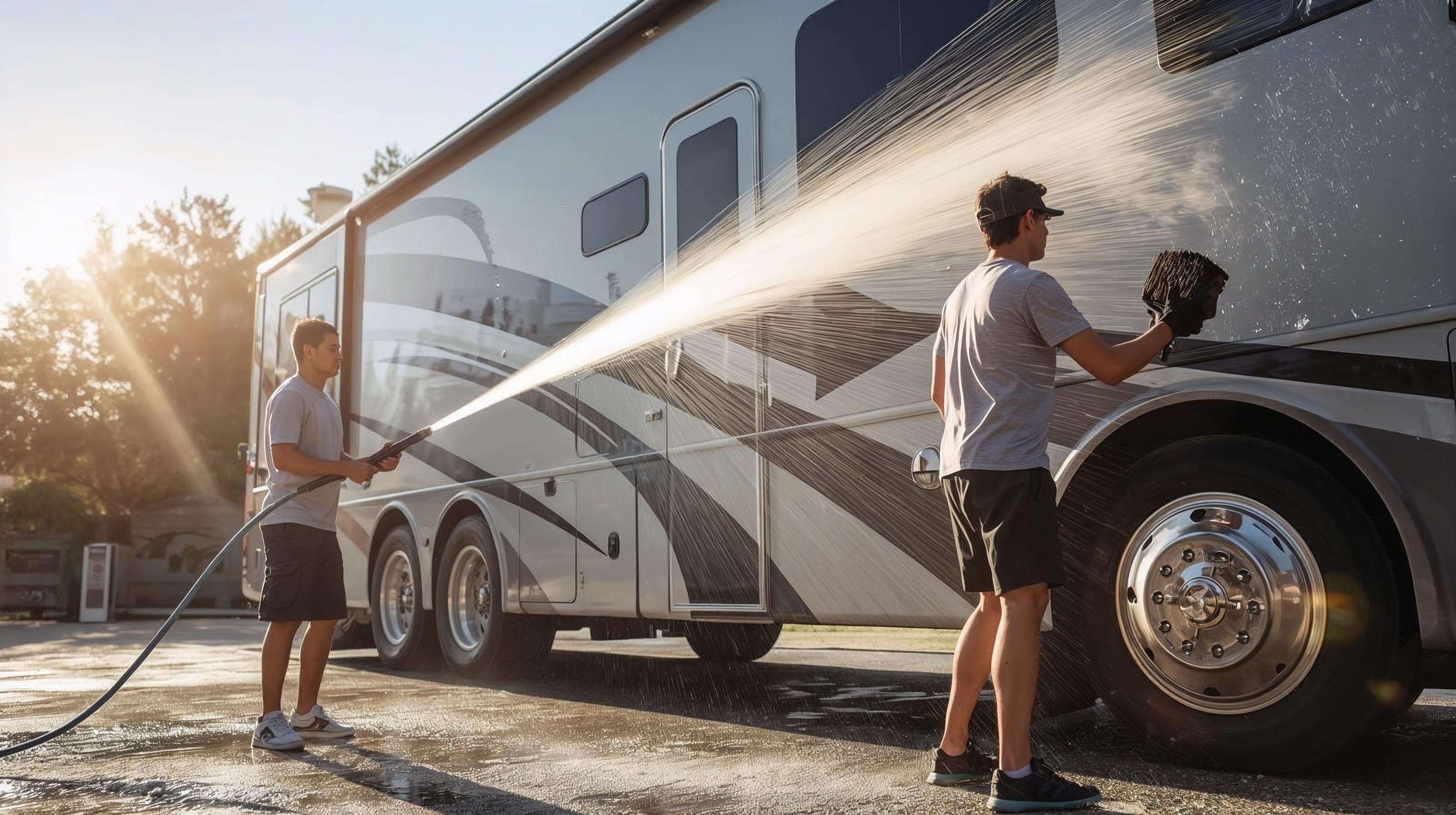 Professional RV detailing service - mobile fleet washing